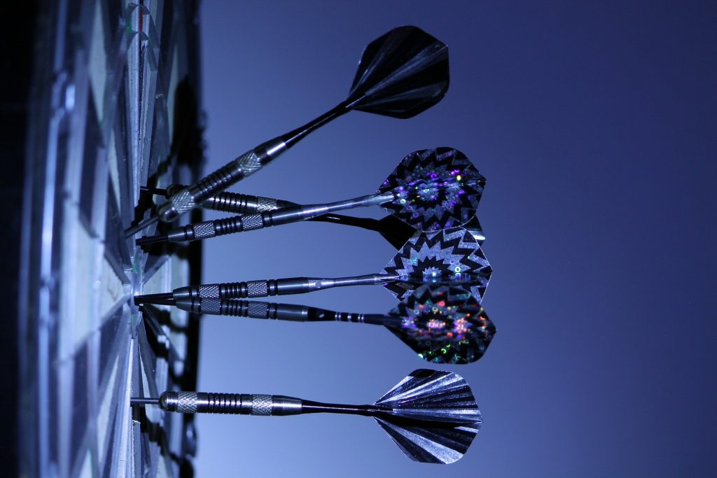 Darts on a target board