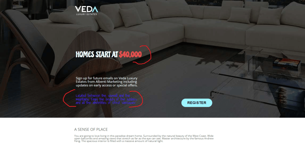 Veda Landing Page