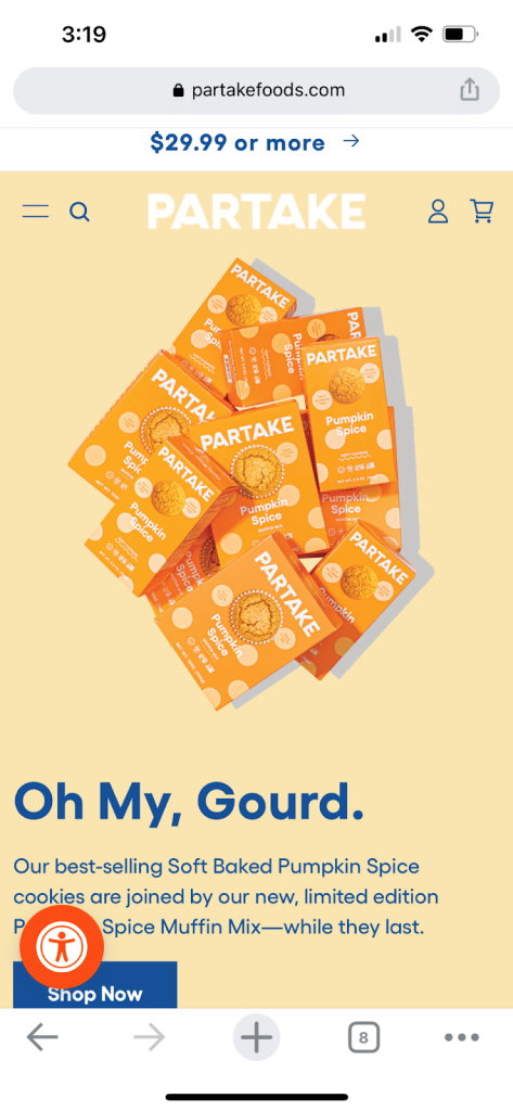 Partake Mobile Homepage