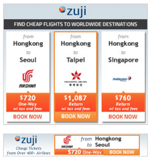 Zuji personalized flight offers