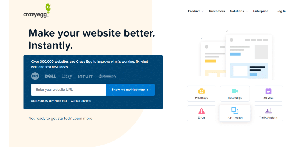 Crazy Egg Landing Page