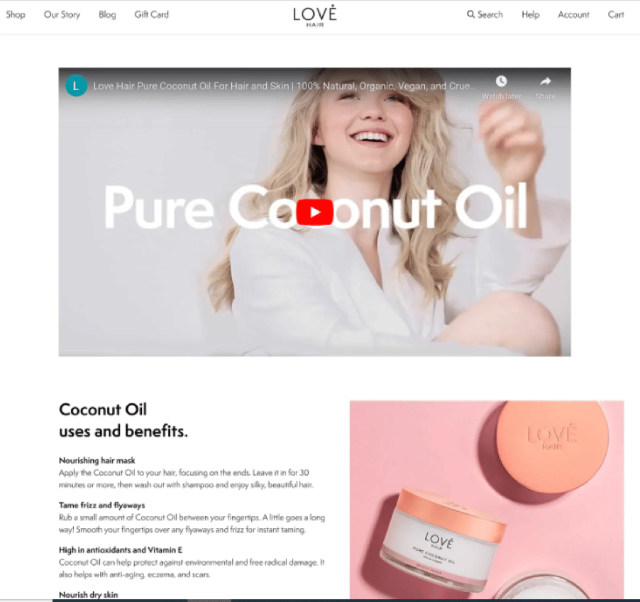 Love Hair Product Page