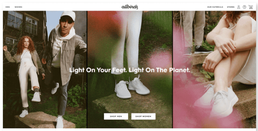 Allbirds.com landing page
