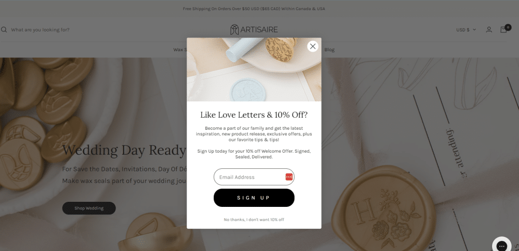 Artisaire Newsletter Signup