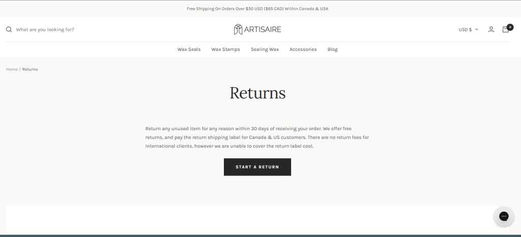 Artisaire Return Policy