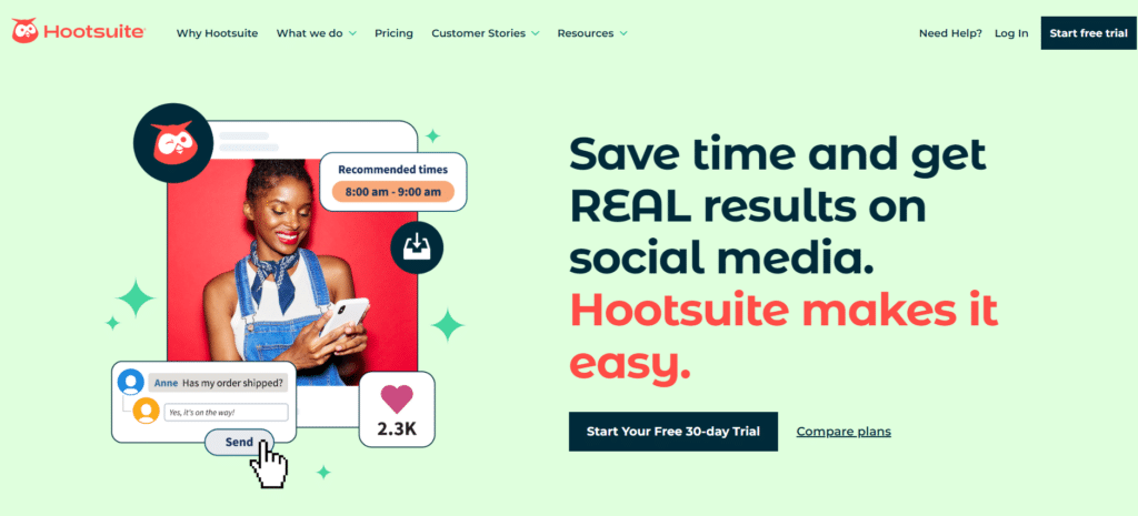 Hootsuite landing page