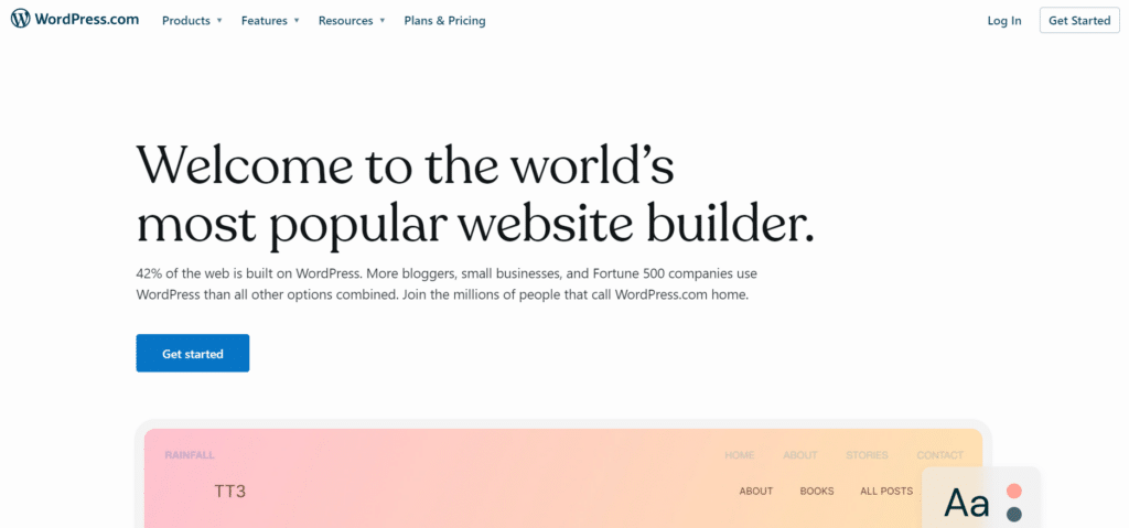 Wordpress landing page