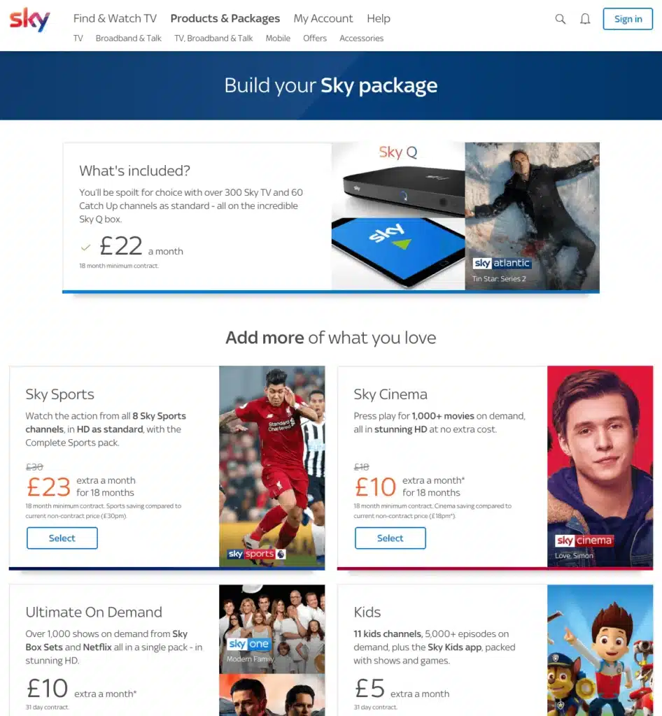 Skysport's Package Description Page