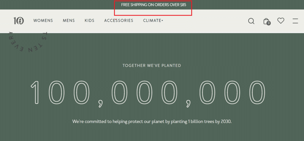 Free Shipping Option on Tentree