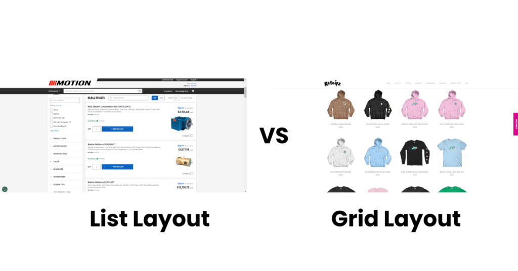 List vs. Grod Layout