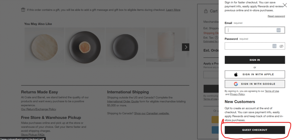 Guest Checkout Option