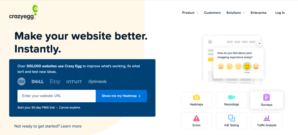 Crazy Egg Landing Page