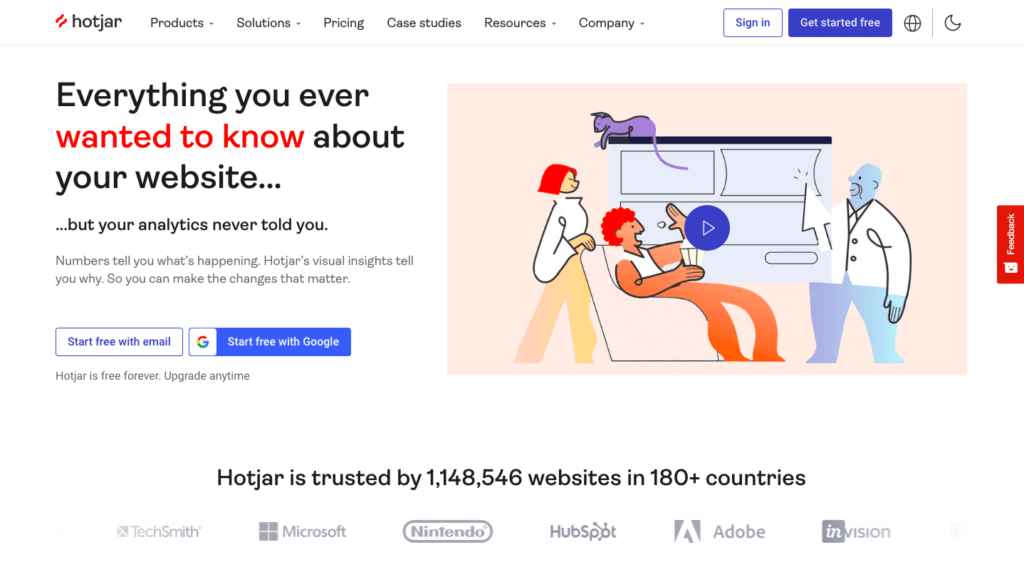 Hotjar Landing page