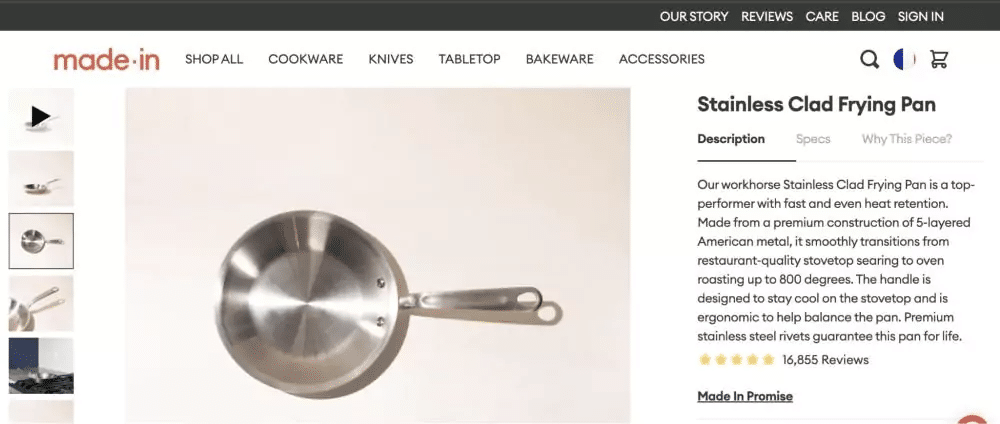 Made-in product description page