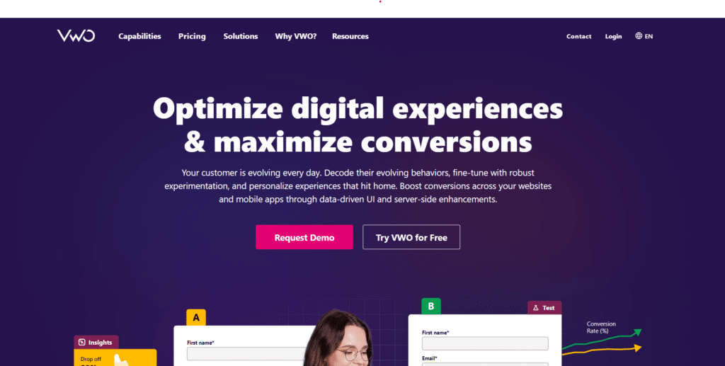 Mobile App A/B testing tool; VWO